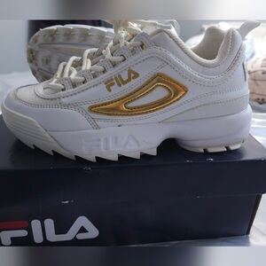 Fila White and Gold Sneakers